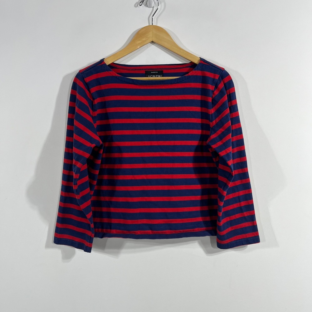 J.Crew Fisherman Nautical Heritage Striped Boatneck Top Navy Size M Preppy Chic